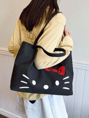 Hello Kitty Black Tote Bag with Red Bow and White